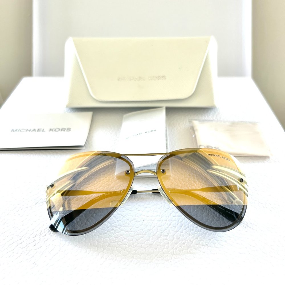 NEW Michael Kors 11681Z Aviator Gold Frame Sunglasses